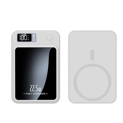 УМБ SK Magnetic MagSafe Power Bank 1USB 1Type-C PD 20W Wireless 15W 2000mAh 22.5W White, фото 1