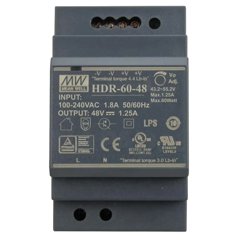 Блок живлення Mean Well HDR-60-48 48B 1.25А для монтажу на DIN рейці