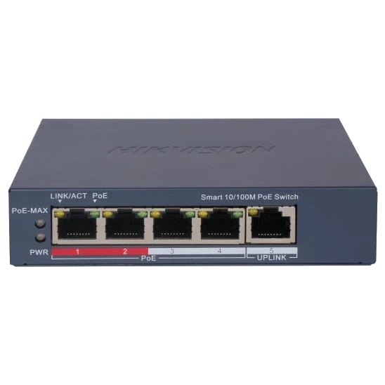 Комутатор 4 порти керований Hikvision DS-3E1105P-EI/V2 POE