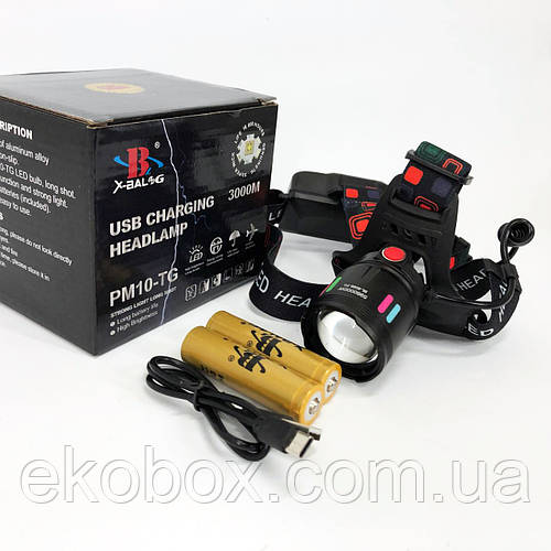 Фонарь налобный светодиодный сверхмощный SY-8086-PM10-TG, Налобная ...