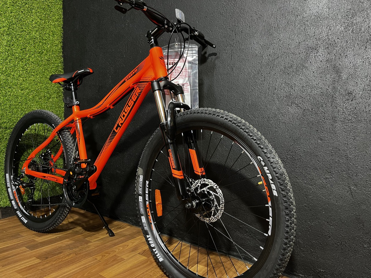 Велосипед гірський двоколісний на алюмінієвій рамі 14" Crosser Stream 24 дюйми Жовтогарячий