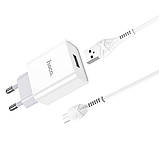 СЗУ зарядний пристрій HOCO C81A 1USB/2.1A з кабелем для заряджання USB - MicroUSB Білий, фото 4