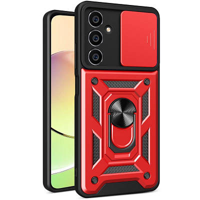 Ударостійкий чохол Camshield Serge Ring для Samsung Galaxy M34 5G TPU+PC, Шторка на камеру, Червоний