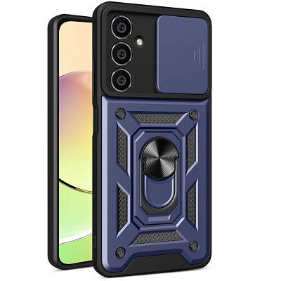 Ударостійкий чохол Camshield Serge Ring для Samsung Galaxy M34 5G TPU+PC, Шторка на камеру, Синій