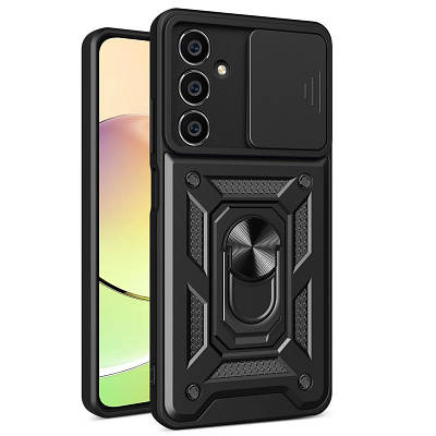 Ударостійкий чохол Camshield Serge Ring для Samsung Galaxy M34 5G TPU+PC, Шторка на камеру, Чорний