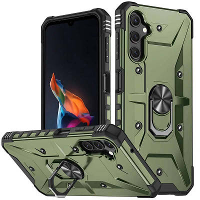Ударостійкий чохол Pathfinder Ring для Samsung Galaxy A15 4G/5G TPU+PC, Кільце-тримач, Зелений / Army Green