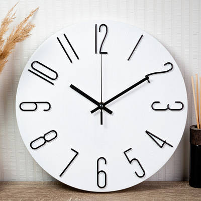 Годинник настінний безшумний Losso Premium MODERN CM-30 білий (чорні цифри)