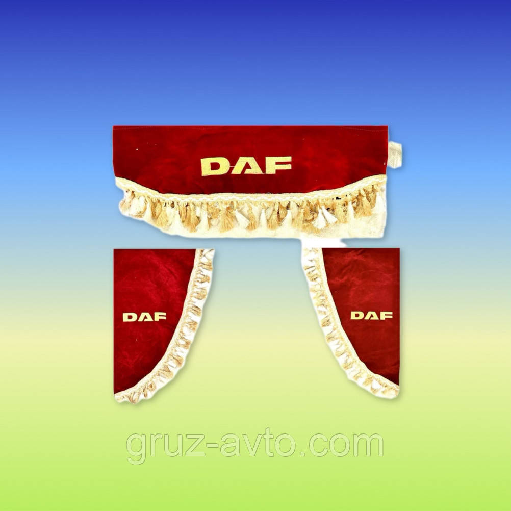 Штори в кабіну DAF ДАФ лобове скло-1шт та бічні-2 шт колір бордовий