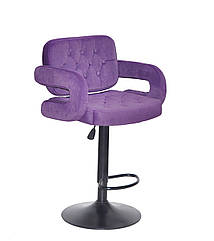 Стілець барний Gor BK-Base пурпур оксамит В-1013, на чорній опорі-бліні, з регулюванням висоти