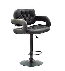 Стілець барний Gor BK-Base чорний шкірозамінники, на чорній опорі-бліні, з регулюванням висоти