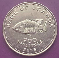 Монета Уганди 200 шилінгів 2007-15 рр.