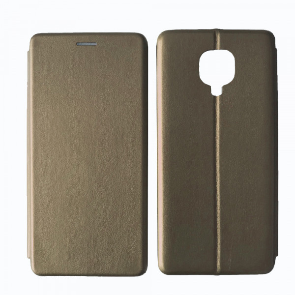 Шкіряний чохол-книжка Xiaomi Redmi Note 9S 9PRO Золотистий