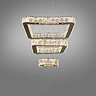 Кришталева підвісна світлодіодна люстра "квадрати" 55 Вт колір каркасу золотий D-8373A/400+280+160G, фото 3