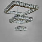 Кришталева підвісна світлодіодна люстра "квадрати" 55 Вт колір каркасу золотий D-8373A/400+280+160G, фото 5