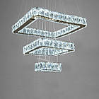 Кришталева підвісна світлодіодна люстра "квадрати" 55 Вт колір каркасу золотий D-8373A/400+280+160G, фото 4