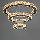 Кришталева підвісна світлодіодна LED люстра 66 Вт з пультом управління колір каркасу золотий D-8312-8A/580+400+200G, фото 3