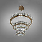 Кришталева підвісна світлодіодна LED люстра 66 Вт з пультом управління колір каркасу золотий D-8312-8A/580+400+200G, фото 2