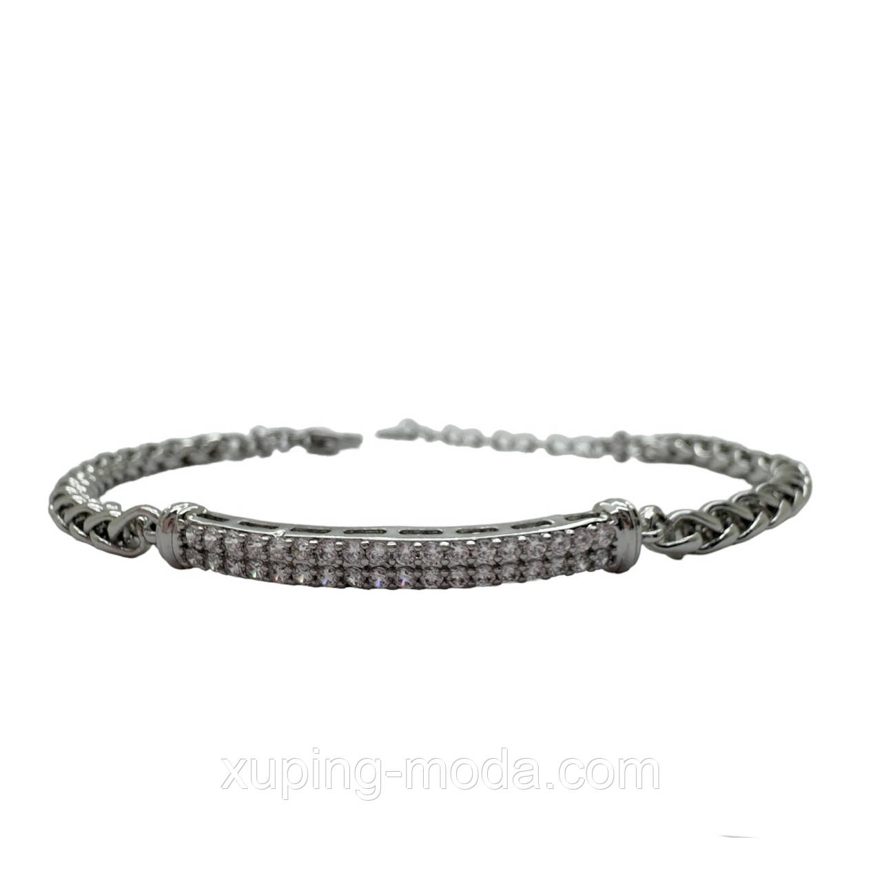 17,5 + 3 см х 4 мм. Браслет ксюпінг. Родій, фото 1