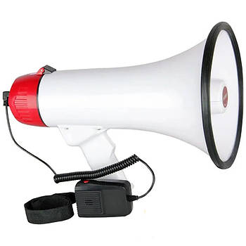 Ручний динамік з акумулятором Megaphone UKC ER-55 Потужний рупор 12 Вт Біло-Червоний