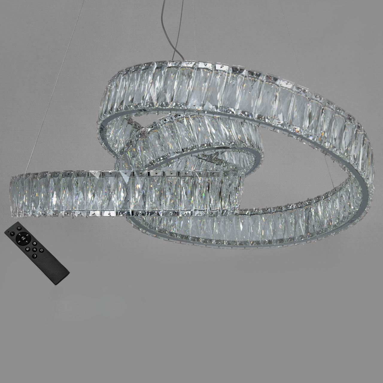 Кришталева підвісна світлодіодна люстра 80 Вт з пультом колір каркасу хром D-642/600CH, фото 1