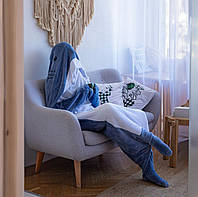 Пижама кигуруми акула Shark Blanket XL - 155-170 см Плед акула серо-синяя