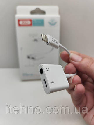 Перехідник Splitter XO NB R172B Lightning to Lightning to 3.5mm audio cable (Білий), фото 1
