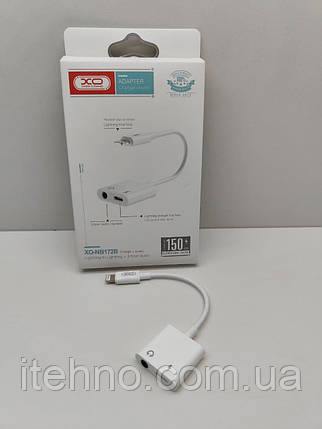 Перехідник Splitter XO NB R172B Lightning to Lightning to 3.5mm audio cable (Білий), фото 3