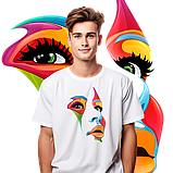 Футболка унісекс Stedman з принтом "Маска кольорова" біла, фото 4