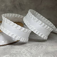 Стрічка-рюша 2,5 см, біла, метр, Білий