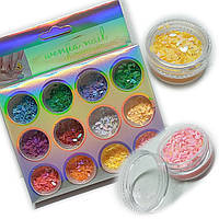 Декор для нігтів або рукоділля / бискітки декоративні (глітер сухий) / неонові луска / набір / PG-DJ-2