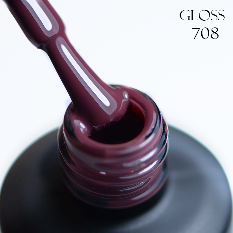 Гель-лак GLOSS 708 (темно-бордовий), 11 мл