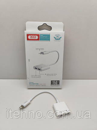 Перехідник Splitter XO NB R172A Lightning to Dual Lightning audio cable (Білий), фото 3