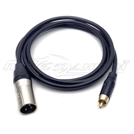Кабель RCA (тюльпан) на XLR 3 Pin в екрані (тато),преміум, фото 1