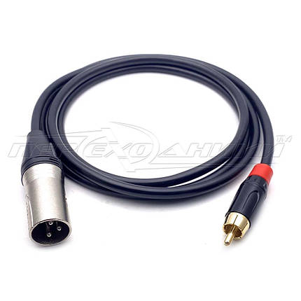 Кабель RCA (тюльпан) на XLR 3 Pin у екрані (тато),преміум, фото 1