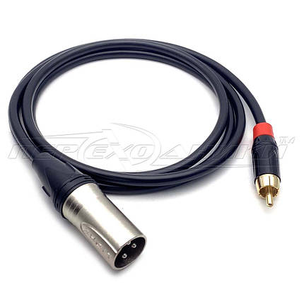 Кабель RCA (тюльпан) на XLR 3 Pin у екрані (тато),преміум, фото 3