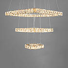 Кришталева підвісна світлодіодна люстра "квадрати" 55 Вт з пультом колір каркасу золотий D-8373W/400+280+160G, фото 4