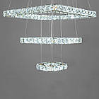 Кришталева підвісна світлодіодна люстра "квадрати" 55 Вт з пультом колір каркасу золотий D-8373W/400+280+160G, фото 3