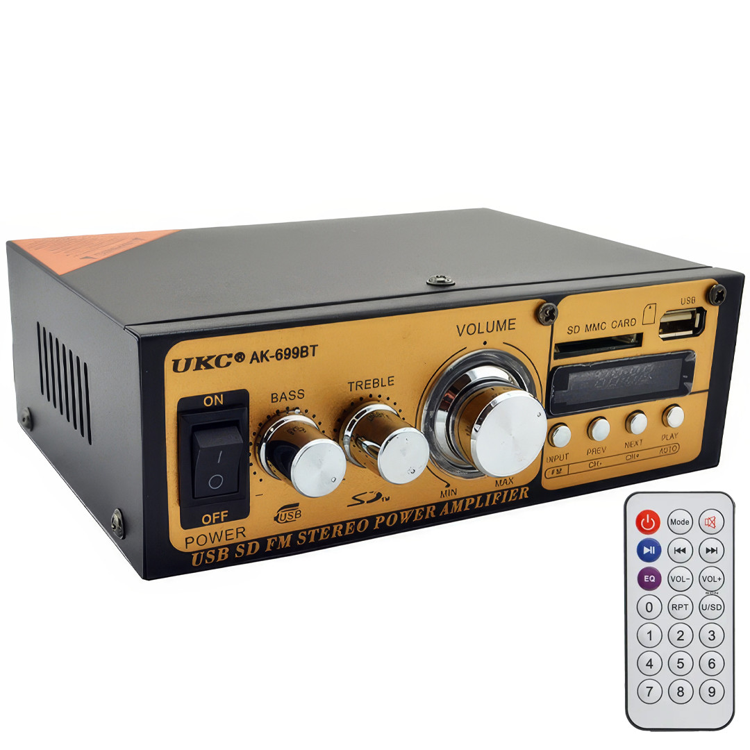 Двоканальний інтегральний підсилювач звуку з пультом AMP AK-699BT UKC Підсилювач звуку з USB та Bluetooth, фото 1