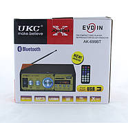 Двоканальний інтегральний підсилювач звуку з пультом AMP AK-699BT UKC Підсилювач звуку з USB та Bluetooth, фото 7