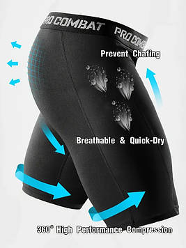 Довгі компресійні шорти Pro Combat. Колір: Чорний. Розмір L