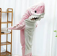 Пижама кигуруми акула Shark Blanket XL - 155-170 см Плед акула розовая