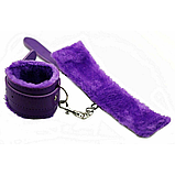 Фіолетові наручники для рольових ігор у стилі БДСМ, Фіксатори для рук, Садо мазо аксесуар, Інтимні іграшки, фото 5