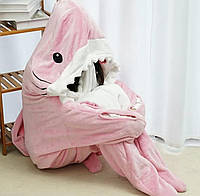 Піжама кігурумі акула Shark Blanket XL — 155-170 см Плед акула рожева