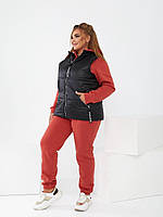 Теплий жіночий спортивний костюм-трійка з тринитки на флісі (Батал), фото 2