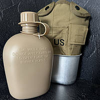 Фляга для води, туристична фляга, тактична фляга з казанком V-1л в чохлі TY-4834 хакі