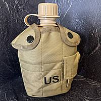 Туристична фляга, тактична фляга з казанком V-1л в чохлі TY-4834 хакі