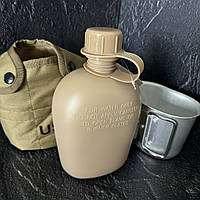 Фляга туристична, тактична фляга з казанком V-1л в чохлі TY-4834 хакі