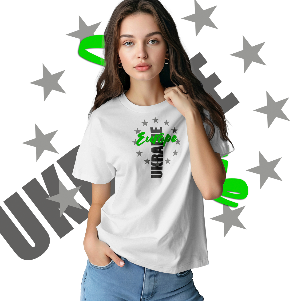 Футболка унісекс Stedman з принтом "Європа"  XS біла, фото 1