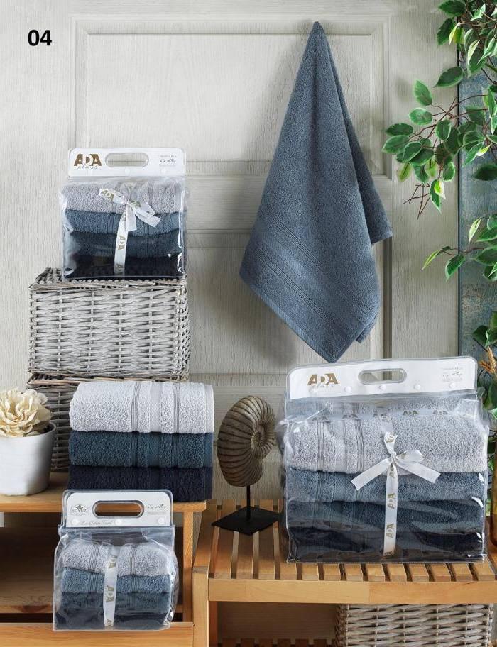 Рушники махрові Туреччина ADA Cotton Grey 100% бавовна (4 шт), фото 1