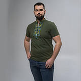 Чоловіча вишиванка з коротким рукавом хакі, фото 3